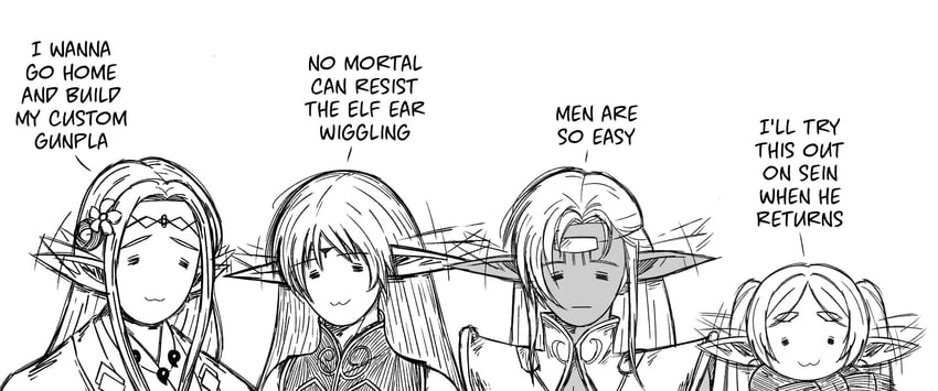 frieren, deedlit, pirotess, and eldali ilma fanomenel (sousou no frieren and 2 more) drawn by basedlida