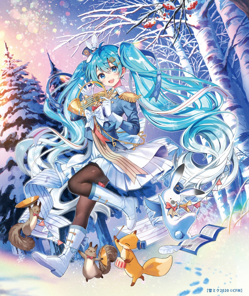 hatsune miku, yuki miku, and rabbit yukine (vocaloid) drawn by hanekoto
