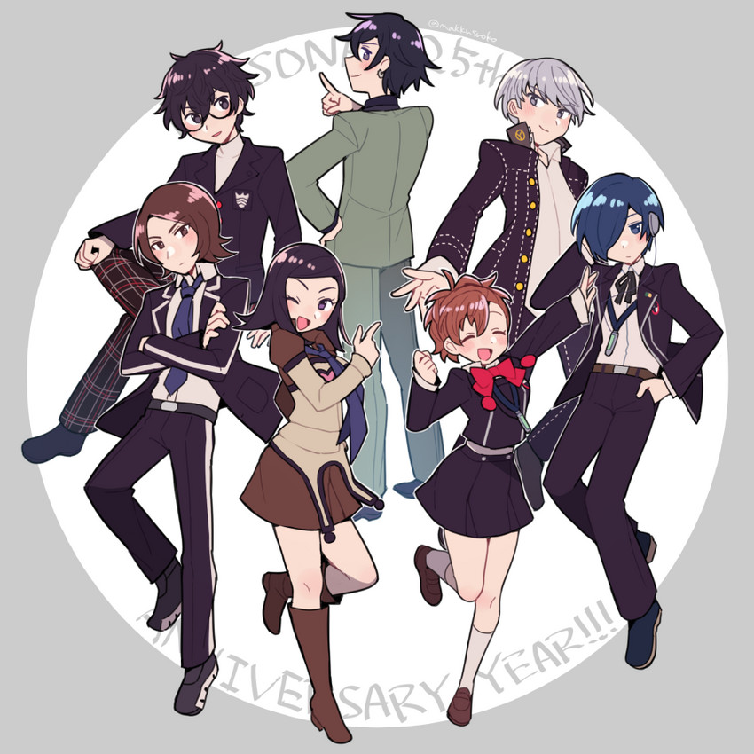 narukami yu, yuuki makoto, amamiya ren, shiomi kotone, suou tatsuya, and 2 more (persona and 8 more) drawn by do_m_kaeru