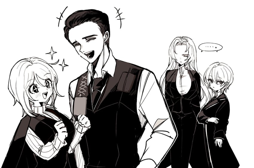 don quixote, faust, meursault, and rodion (project moon and 1 more) drawn by wabisabicake