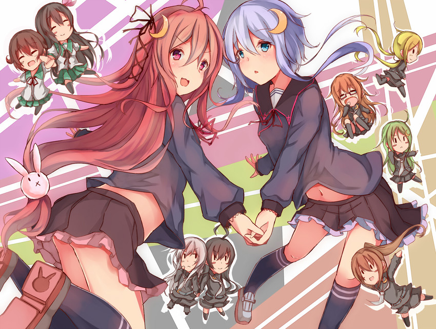 uzuki, satsuki, mutsuki, kisaragi, nagatsuki, and 5 more (kantai collection) drawn by natsu_narumi