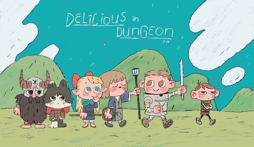 marcille donato, falin touden, laios touden, senshi, chilchuck tims, and 1 more (dungeon meshi) drawn by shuangshuanghao