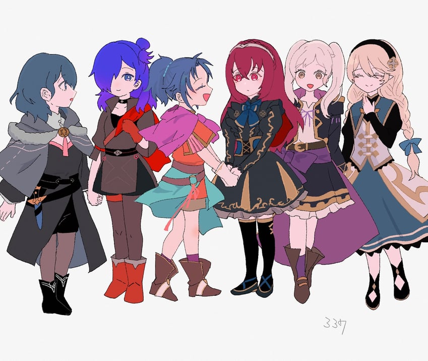 female byleth, female corrin, female robin, female shez, female kris, and 1 more (fire emblem and 7 more) drawn by sasaki_(dkenpisss)