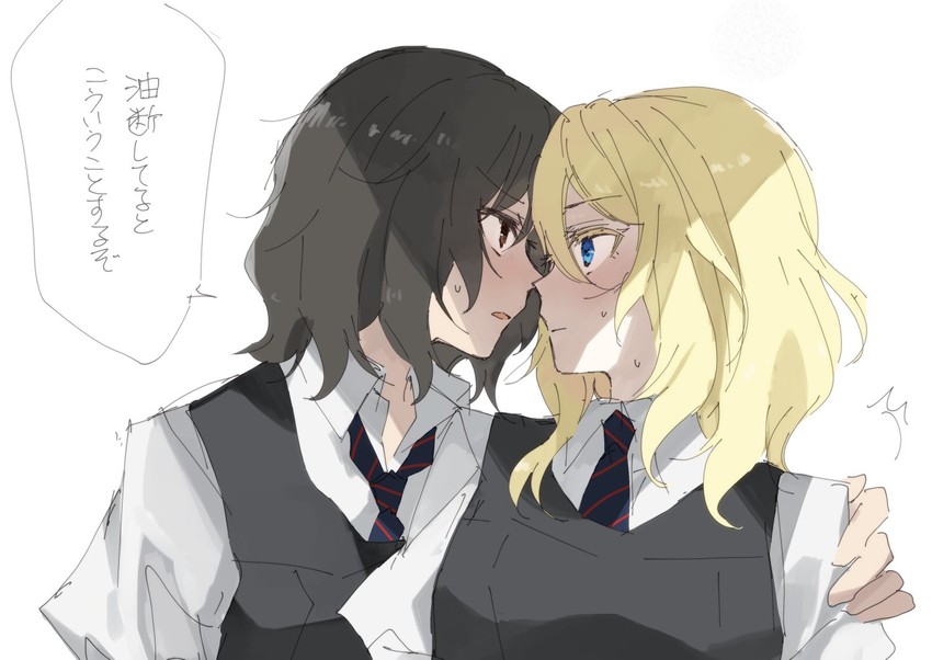 andou and oshida (girls und panzer) drawn by amazuki_jou