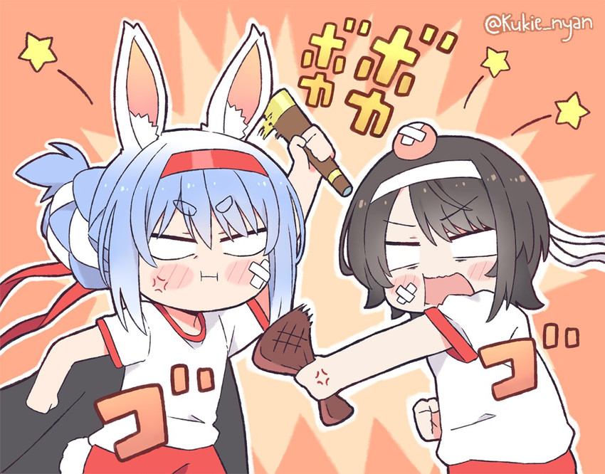 usada pekora and oozora subaru (hololive) drawn by kukie-nyan