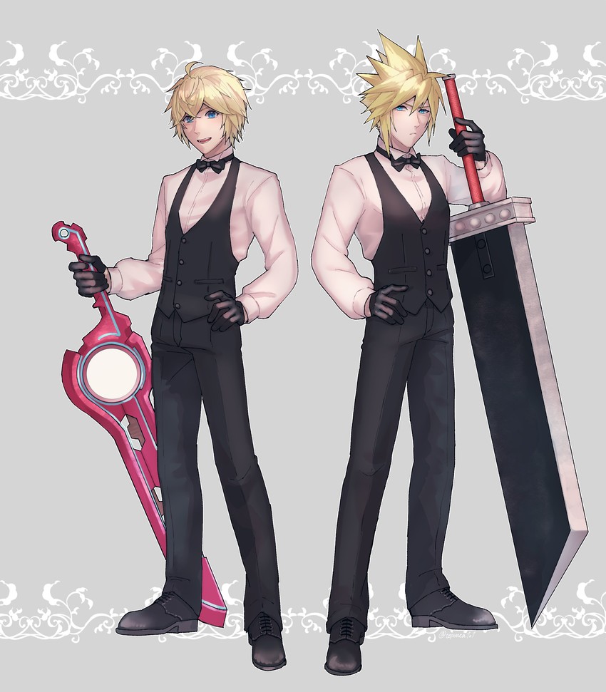 cloud strife and shulk (final fantasy and 4 more) drawn by rei_(teponea121)