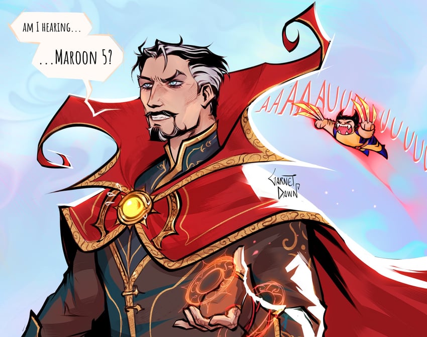 wolverine and doctor strange (marvel and 3 more) drawn by thegarnetdawn