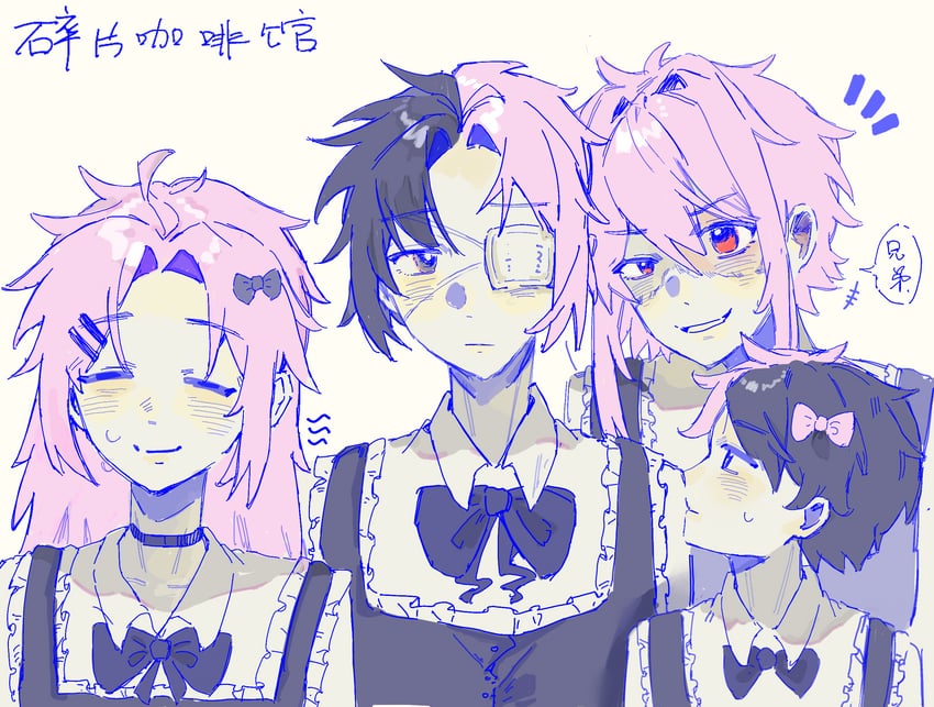 hatsutori hajime, nijou ryuu, mutsushika misumi, and nanami izu (saibou shinkyoku) drawn by gen_(tang0488)