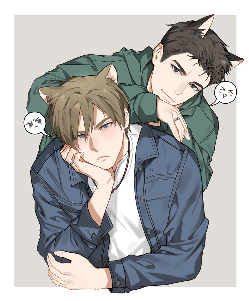 leon s. kennedy and chris redfield (resident evil and 2 more) drawn by jujeop