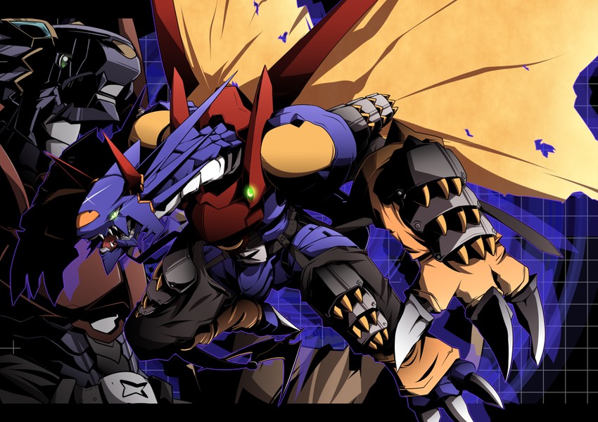 arresterdramon and arresterdramon superior mode (digimon and 1 more) drawn by mori_no_kaeru