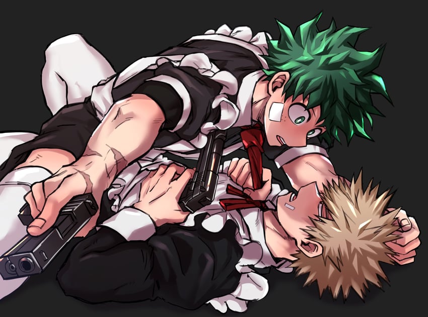midoriya izuku and bakugou katsuki (boku no hero academia) drawn by chiyaya