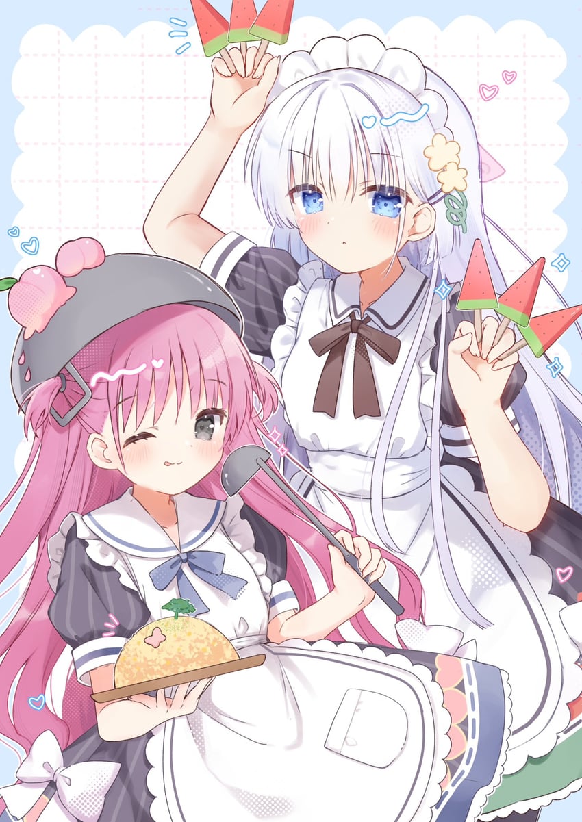 naruse shiroha and katou umi (summer pockets) drawn by sakura_aki
