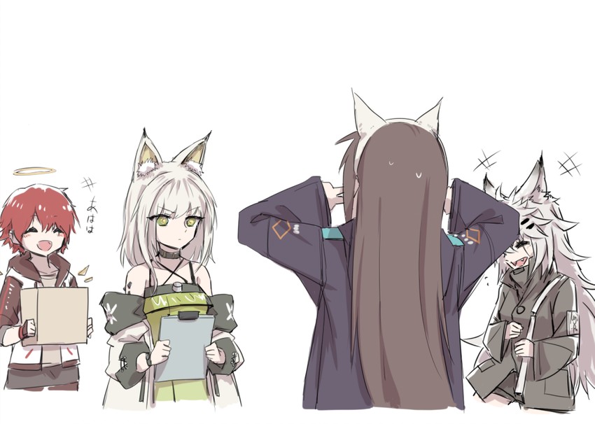 doctor, lappland, kal'tsit, exusiai, and female doctor (arknights) drawn by nejikyuu