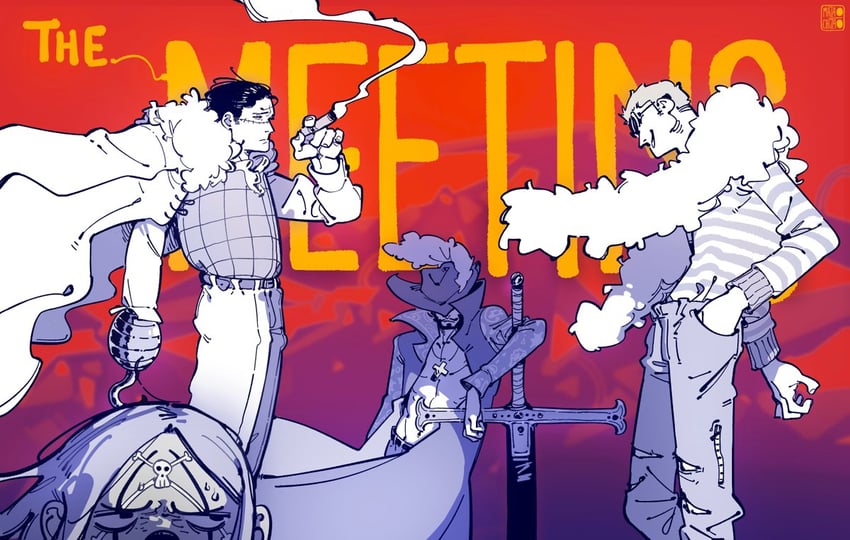 donquixote doflamingo, crocodile, buggy the clown, and dracule mihawk (one piece) drawn by mazaochizao