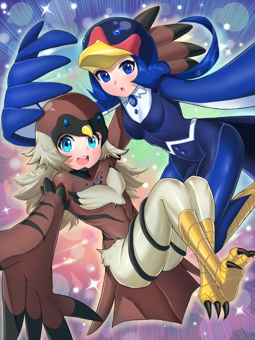 lyrilusc - cobalt sparrow and lyrilusc - sapphire swallow (yu-gi-oh!) drawn by pongpong0920