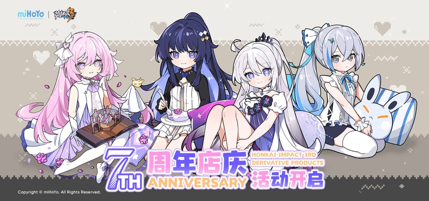 kiana kaslana, raiden mei, bronya zaychik, and elysia (honkai and 1 more)
