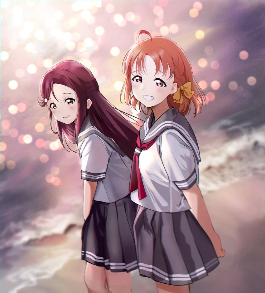 sakurauchi riko and takami chika (love live! and 1 more) drawn by moshi_(0364p)