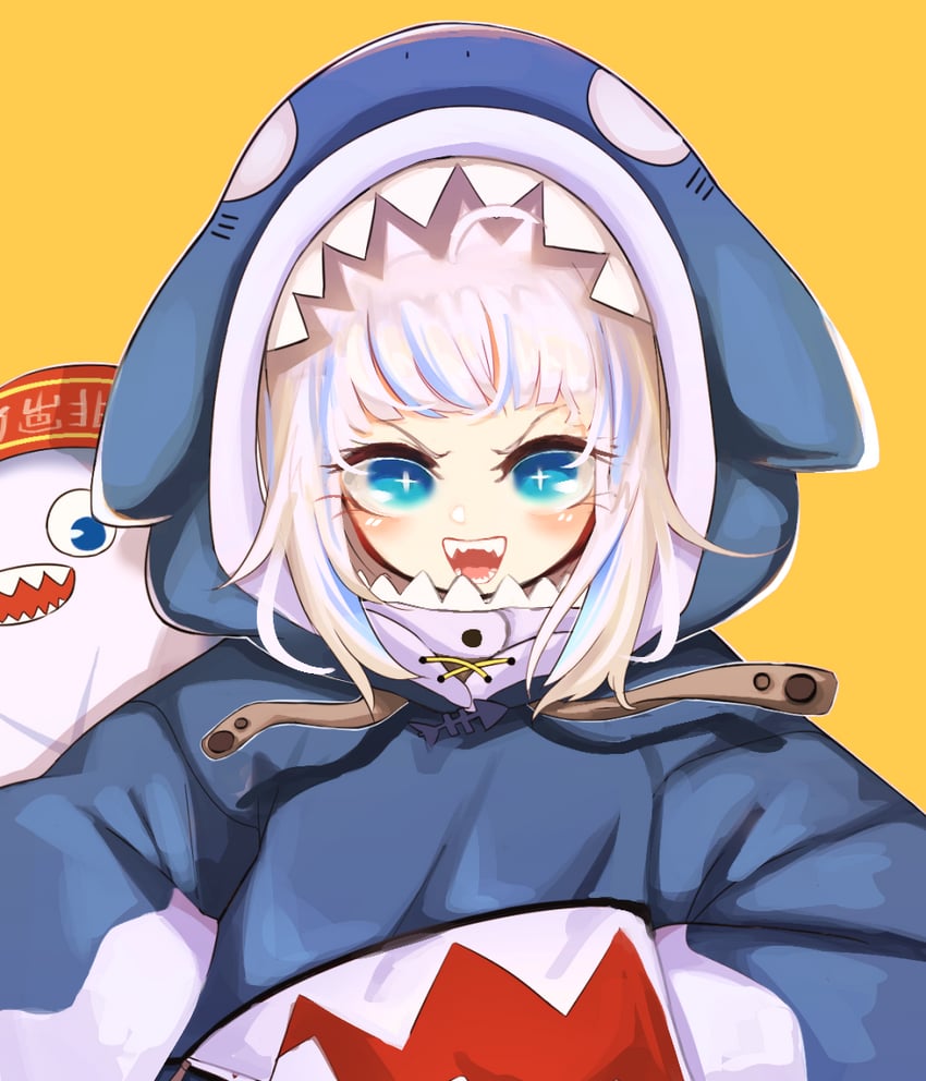 gawr gura and bloop (hololive and 1 more) drawn by hwaryeok