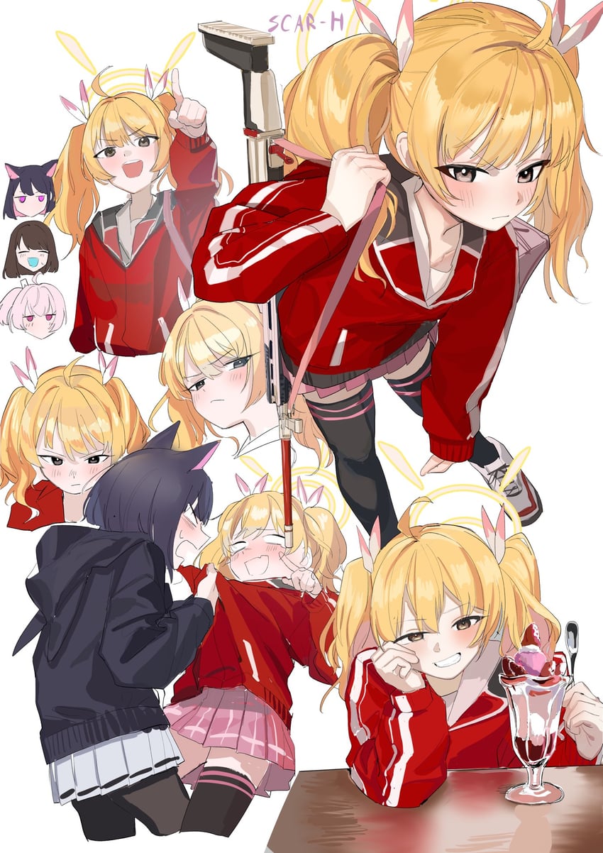 kazusa, natsu, yoshimi, and airi (blue archive) drawn by umiwashi