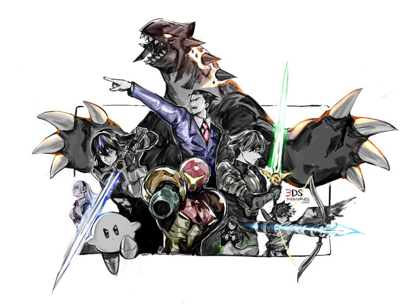 kirby, samus aran, lucina, female corrin, pit, and 5 more (pokemon and 12 more) drawn by yourfreakyneighbourh