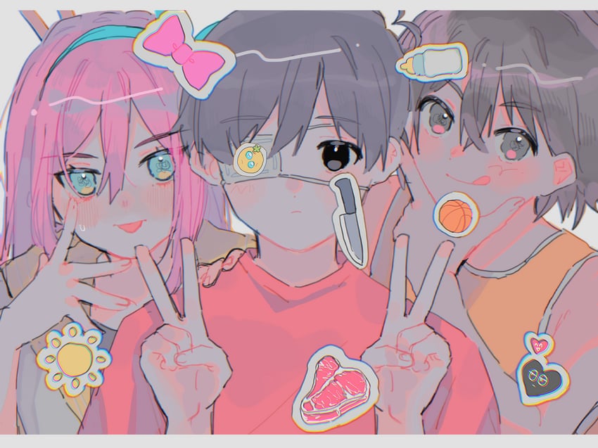 sunny, aubrey, and kel (omori) drawn by 673_q