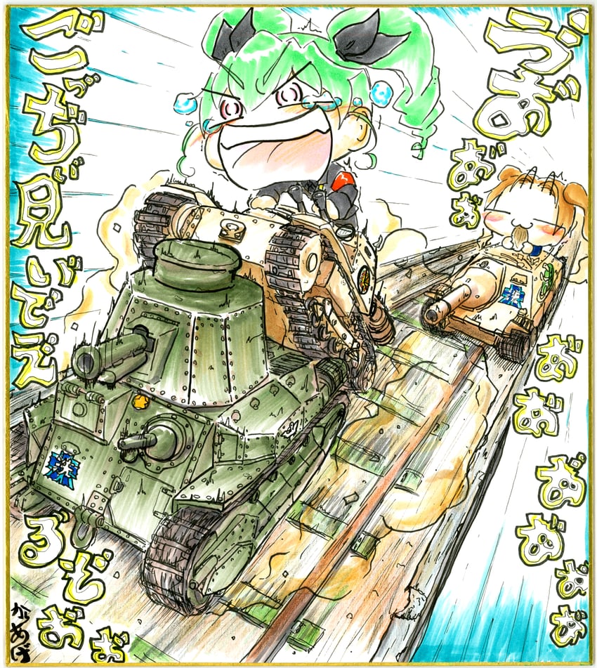 anchovy and kadotani anzu (girls und panzer) drawn by friedchicken_(huzimizawa)