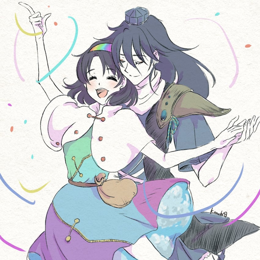 iizunamaru megumu and tenkyuu chimata (touhou) drawn by akiba_kanoko