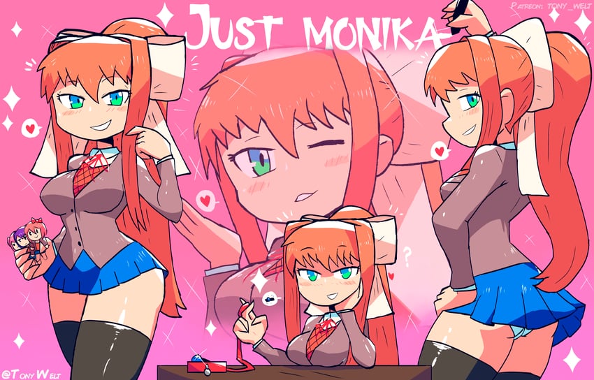 monika, natsuki, yuri, and sayori (doki doki literature club) drawn by tony_welt