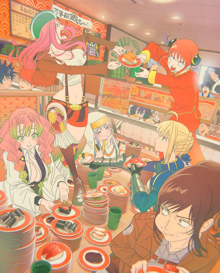 artoria pendragon, saber, emiya shirou, kamijou touma, sakata gintoki, and 9 more (fate and 6 more) drawn by uraura_ura-chan