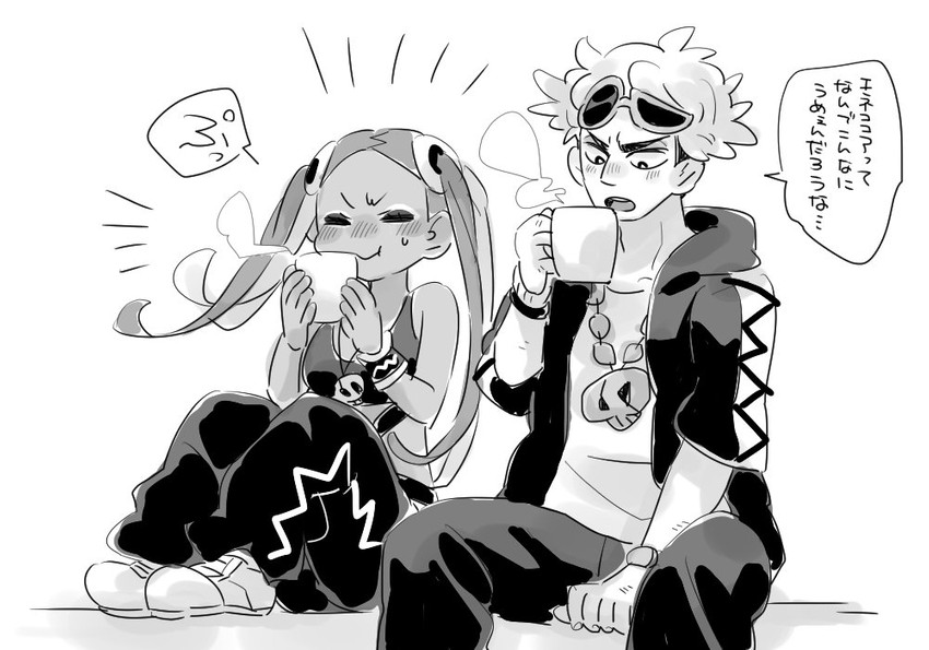 guzma and plumeria (pokemon and 1 more) drawn by amagaeru_(amapippi052525)