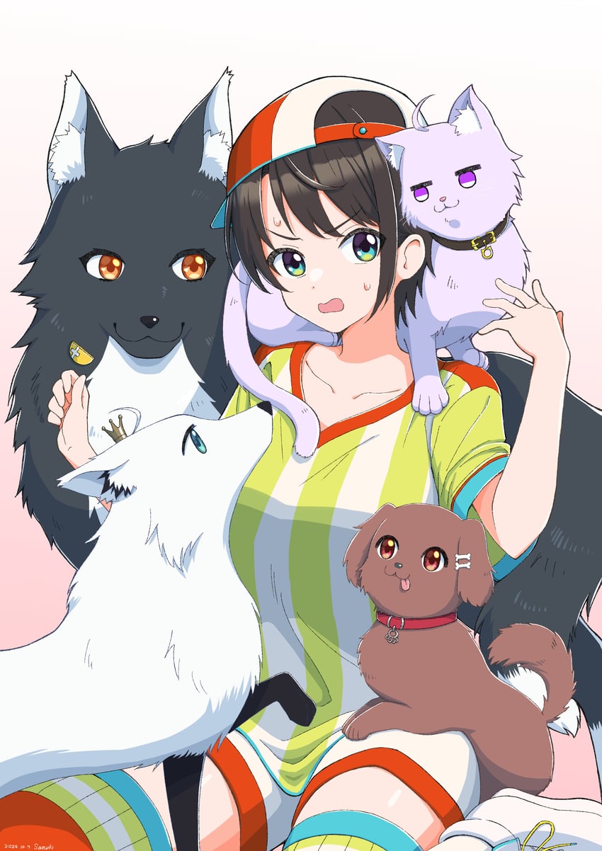 shirakami fubuki, nekomata okayu, ookami mio, oozora subaru, and inugami korone (hololive) drawn by sanuki487045
