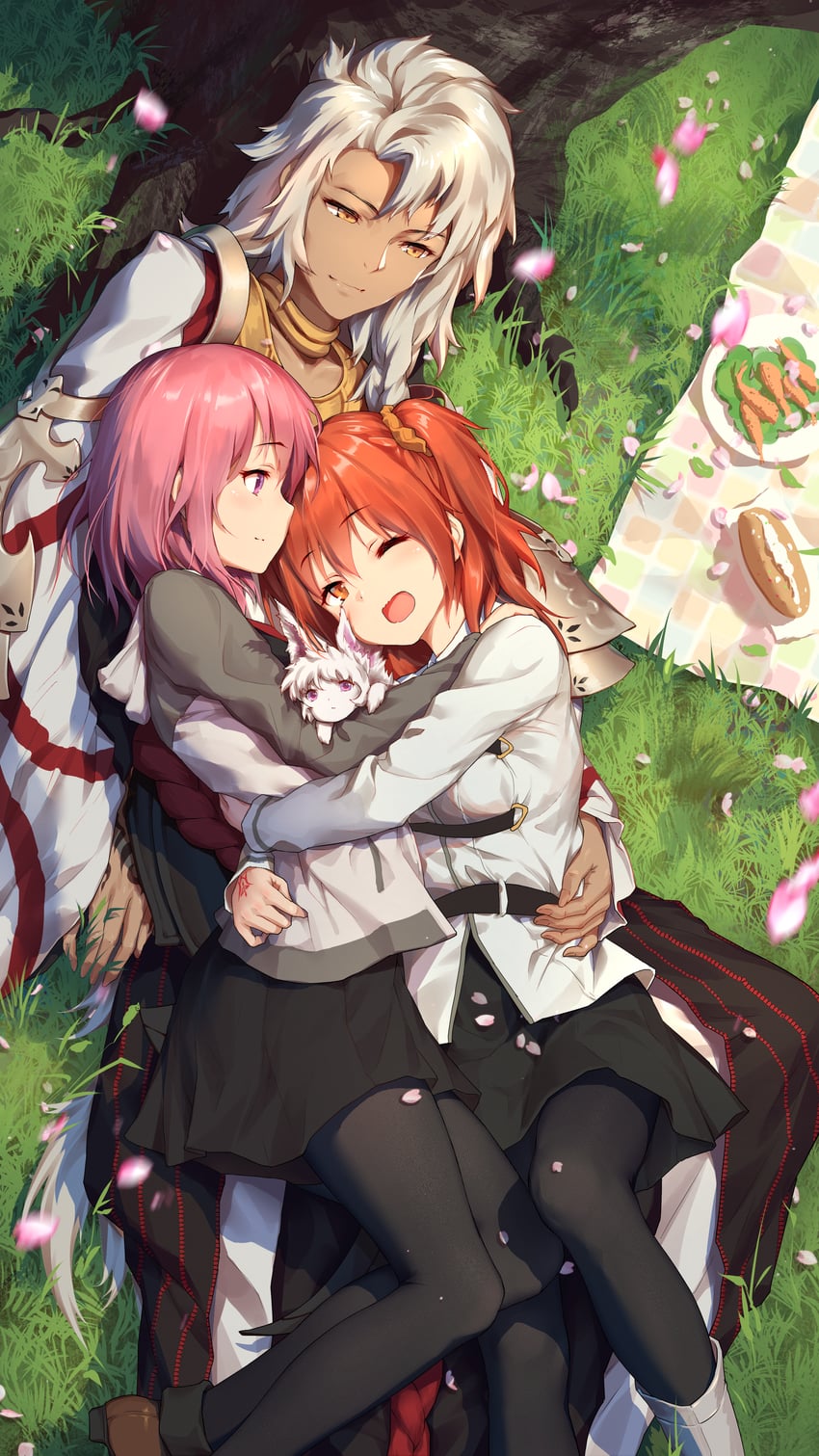 mash kyrielight, fujimaru ritsuka, fou, and solomon (fate and 1 more) drawn by himitsu_(hi_mi_tsu_2)