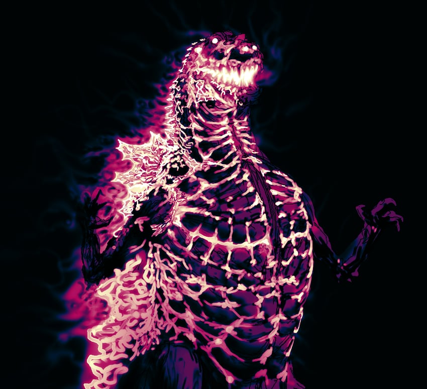 godzilla and burning godzilla (godzilla and 1 more) drawn by carnotauris