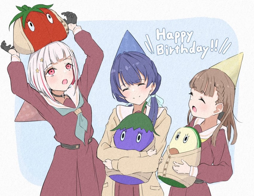murano sayaka, yugiri tsuzuri, kachimachi kosuzu, tomati, nasu-san, and 1 more (love live! and 1 more) drawn by tomoe_(tomoe_200)