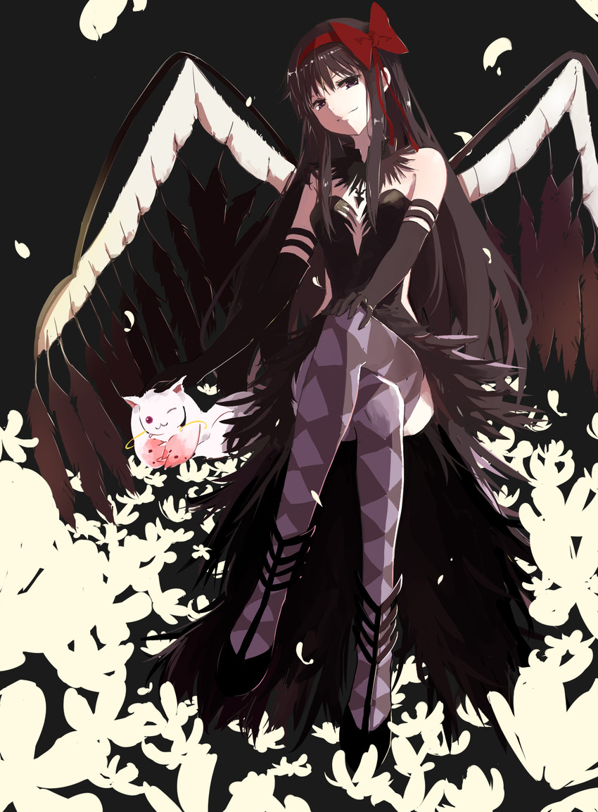 akemi homura, kyubey, and akuma homura (mahou shoujo madoka magica and 1 more) drawn by ghost_(ghost528)