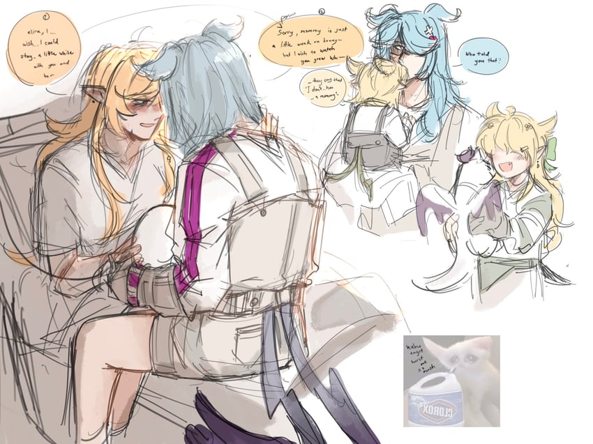 elira pendora, pomu rainpuff, and pikl (nijisanji and 1 more) drawn by byulmooruu