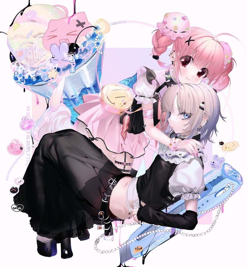 veinte, lilith cat, and helena (original) drawn by unxi