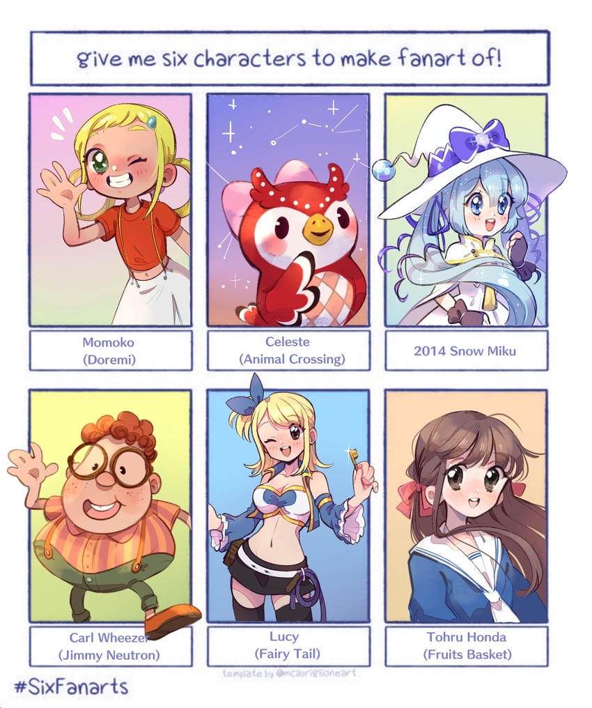 hatsune miku, yuki miku, lucy heartfilia, asuka momoko, honda tohru, and 2 more (vocaloid and 6 more) drawn by umino-mari