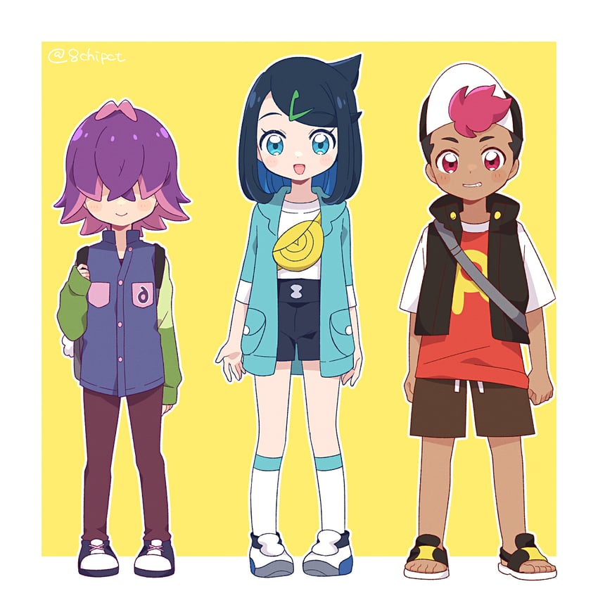 liko, dot, and roy (pokemon and 1 more) drawn by 0zr8hc
