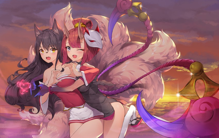 ahri, evelynn, and blood moon evelynn (league of legends) drawn by dduck_kong