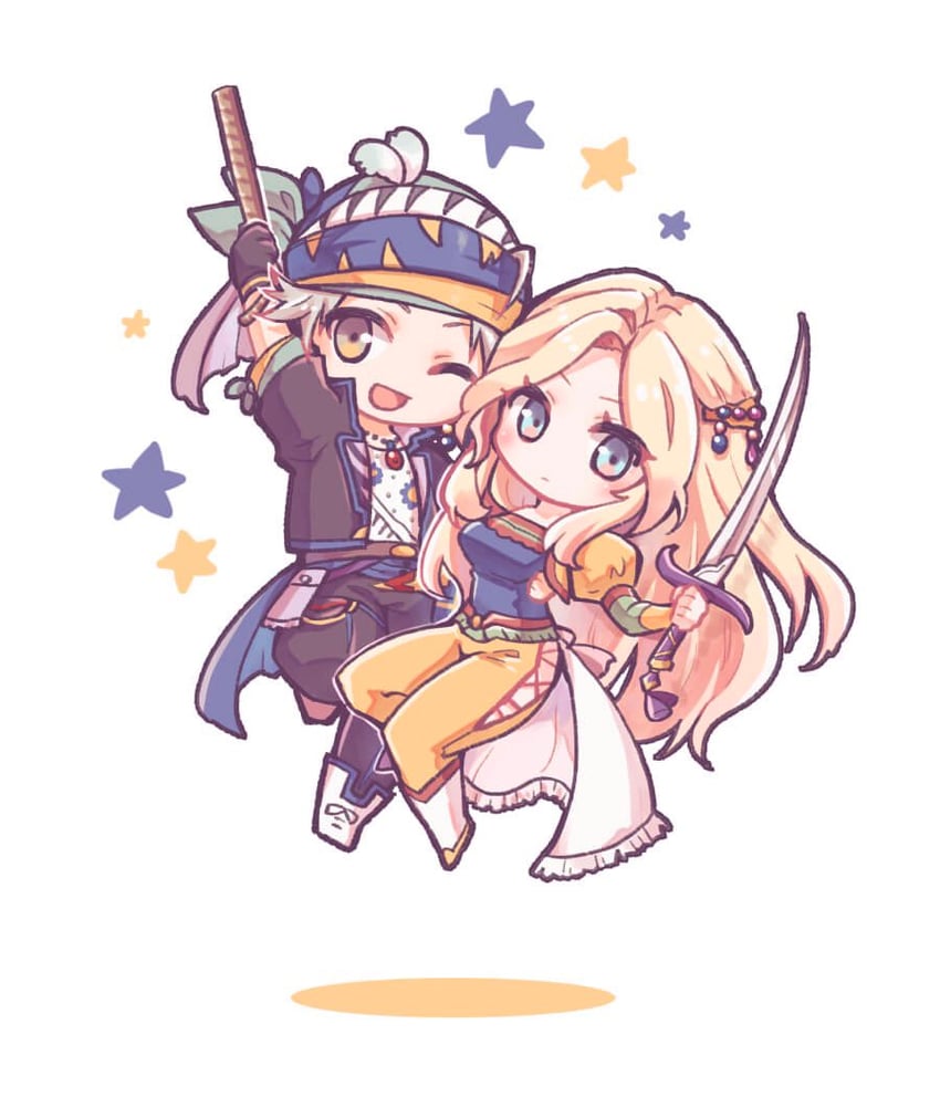 celes chere and locke cole (final fantasy and 1 more) drawn by pan_ff6