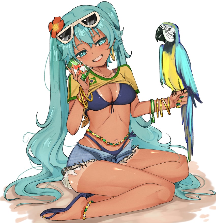 hatsune miku and brazilian miku (vocaloid) drawn by meemz_a