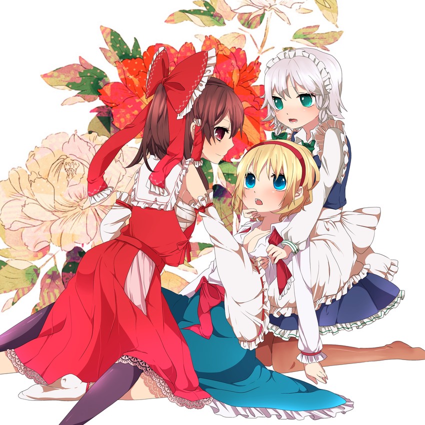 hakurei reimu, izayoi sakuya, and alice margatroid (touhou) drawn by tsuno_no_hito