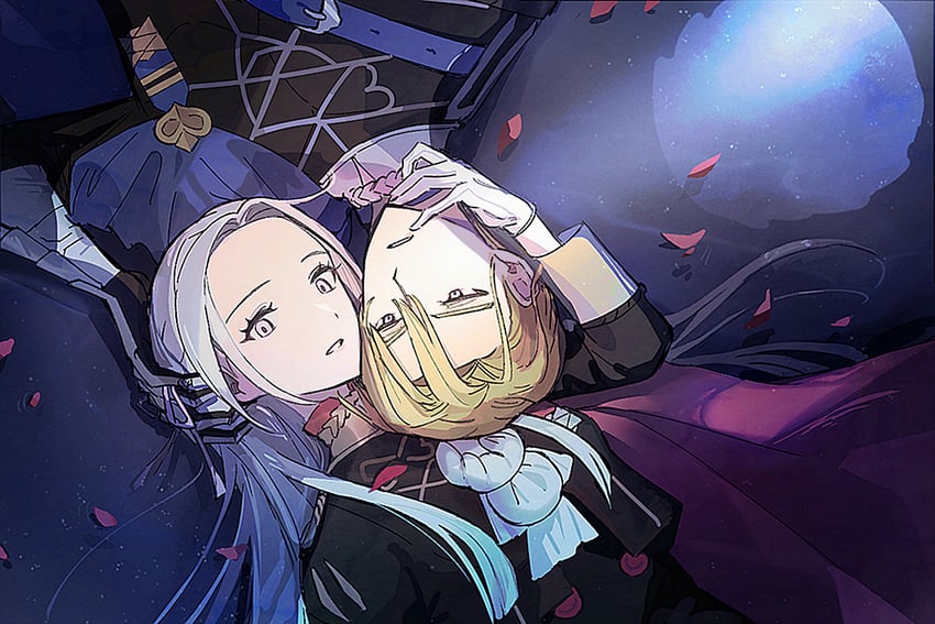 edelgard von hresvelg and dimitri alexandre blaiddyd (fire emblem and 1 more) drawn by ikaikakka