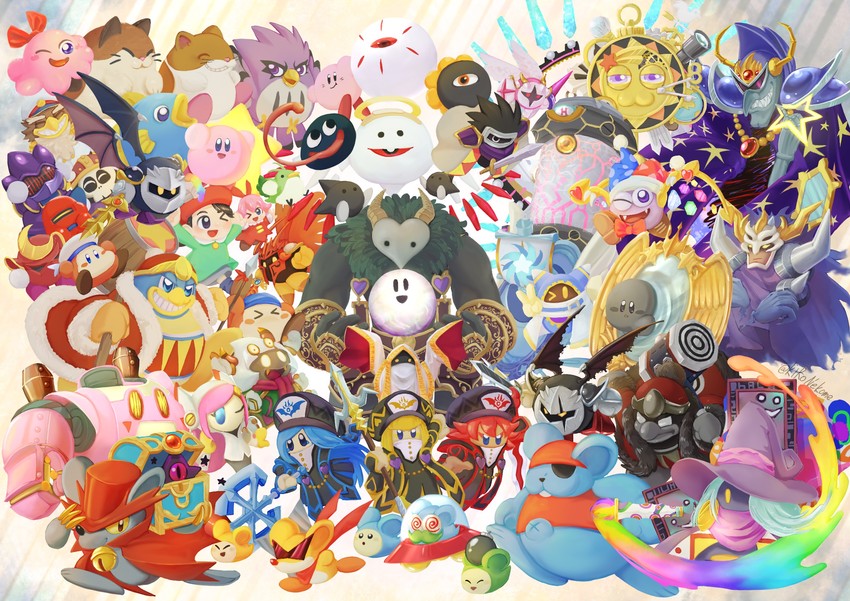 kirby, meta knight, king dedede, magolor, bandana waddle dee, and 46 more (kirby) drawn by mizusuibo