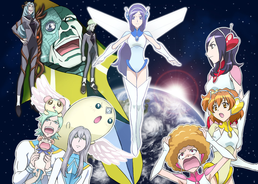higashi setsuna, momozono love, yamabuki inori, aono miki, wester, and 7 more (precure and 1 more) drawn by tawashi_(tawashisan)