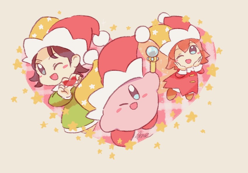 kirby, adeleine, ribbon, and beam kirby (kirby) drawn by parasoruoishii