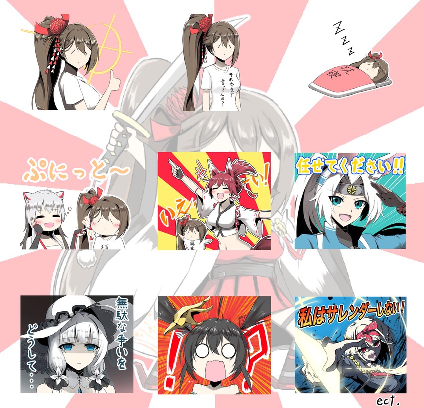taihou, illustrious, zuikaku, hiryuu, hyuuga, and 2 more (azur lane) drawn by parka_(summersketch)
