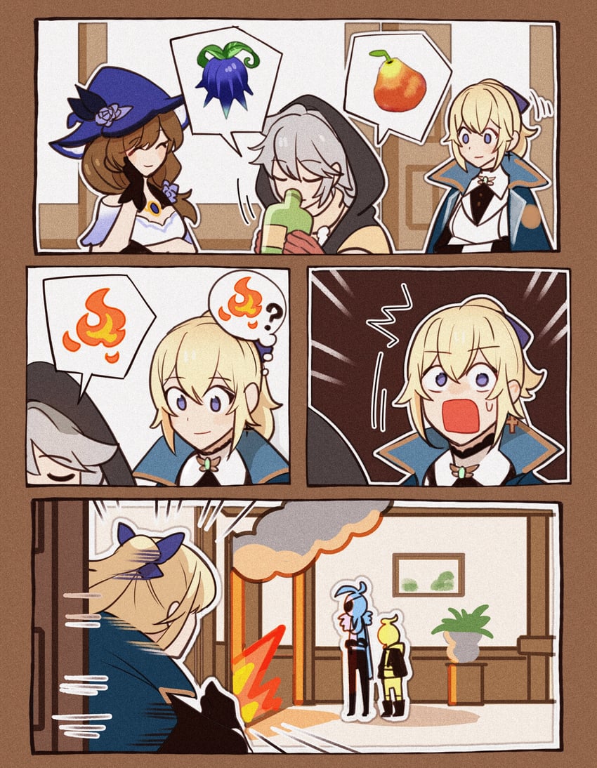 jean, kaeya, lisa, razor, and mika (genshin impact) drawn by enpitsu01