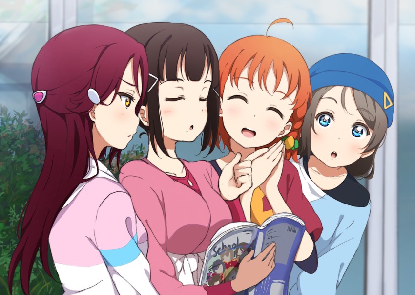 watanabe you, sakurauchi riko, takami chika, and kurosawa dia (love live! and 1 more) drawn by icehotmilktea